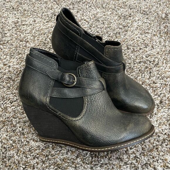 Schuler & Sons Anthropologie Women’s Leather Ankle Wedge Boots Size 40 - Picture 1 of 8